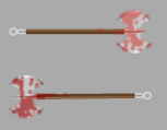 The difference between a watermelon stained axe (above), and a blood stained axe (below).