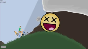 Throwing the rock at Awesome Face.