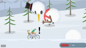 The snowman falling apart after its defeat.