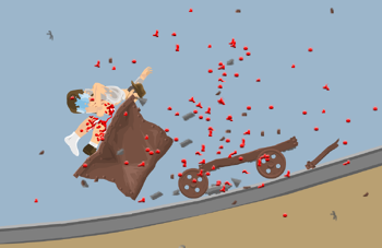 The Minecart getting destroyed.