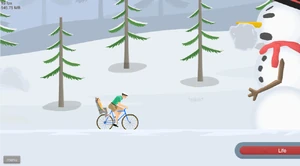 The first counterattack: Lunging the boulder at the snowman.