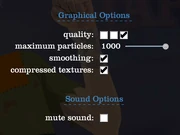 The original options menu. (The maximum amount of particles there can be is 1000 instead of the usual 2000).