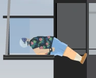 Helicopter man's legs lost their physics after going below the level.