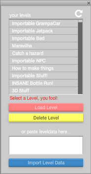 This happens if you click either the "Load level" or "Delete level" buttons without selecting a level.