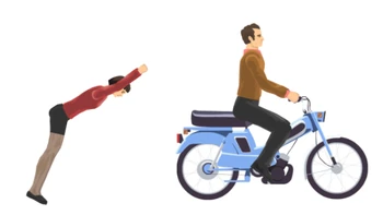 Moped Girl ejecting.