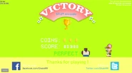 The victory screen with a perfect score.