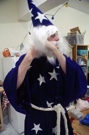 Jim dressed as a wizard.