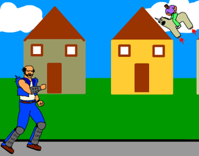 The guy and unicorn in the background from Jim's last Flash movie, Beautiful Day.