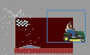 Notice how Segway Guy touched the finish line while Lawnmower's torso is inside the win zone (the red box), activating victory.