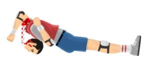 Pogostick Man's severed head while it's hanging from the spine.