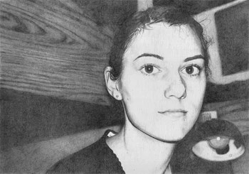 A pencil drawing of Emily, possibly one of Jim's friends.