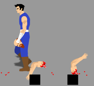 Holding the opponents head with both of his arms on the floor.