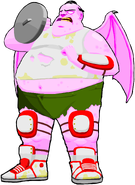 The Pink Demon who slightly resembles Lawnmower Man, Helicopter Man, Effective Shopper and the TJF Monster.