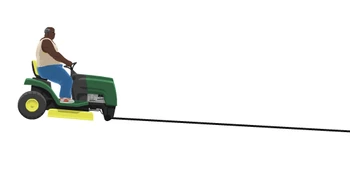 A glitch occurring with Lawnmower Man where the front wheel stretches excessively.