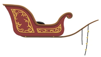 The sleigh without snow runners.