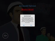 The warning when you press the "Master Reset" button.