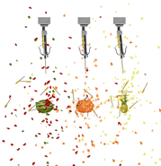 Arrow guns shooting food items.