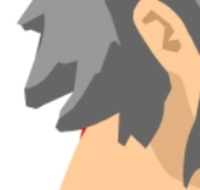 In the Level Editor, you will see a little red mark under his hair on his neck if you zoom in enough. This is only present in the game, and isn't in his character file.