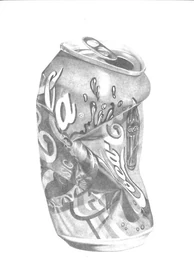 A crushed can of Coca-Cola.
