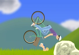 The boy can "detach" from his basket without his limbs breaking or ejecting.