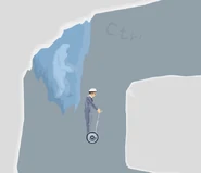 Frozen bigfoot before being released by Santa Jim.