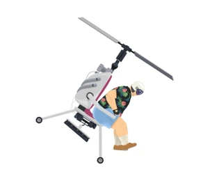 Helicopter Man hovering.