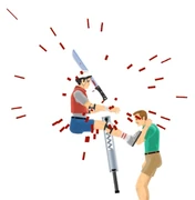 Pogostick Man stabbed by a machete.