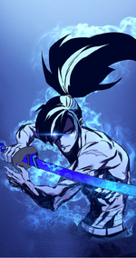 Full Moon Ryu getting in the Lacerate stance with his Azure Dragon Blade (X Ash Episode 81)