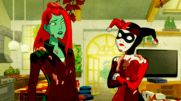 Harley and Ivy in the living room when Joker's henchman was blown up.