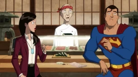 Lois and Superman eating sushi