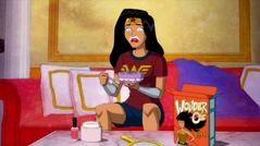 Wonder Woman in her pajamas.