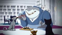 King Shark with cats.png (6.59 MB) King Shark caring for Catwoman's cats