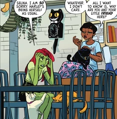 Ivy and Catwoman in her kitchen