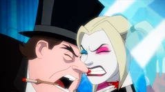 Harley bites off The Penguin's nose