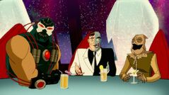 Scarecrow, Two-Face, and Bane at Joshua Cobblepot's bar mitzvah