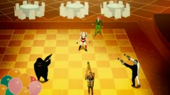 The Penguin, Scarecrow, and Two-Face surround Harley and Ivy