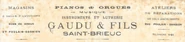 Entête de facture Maison Gaudu 1913