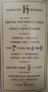 Kowalski Bakery menu