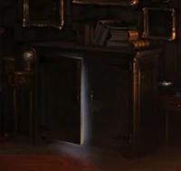 The cabinet containing the Pensieve in the Headmaster's office