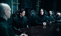 Snape, Voldemort, Dolohov and Rowle at Malfoy Manor