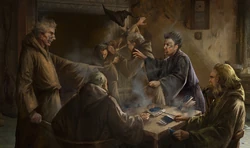 A group of monks playing Exploding Snap