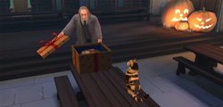 Argus Filch being gifted chocolate cake present HM54