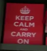 A reproduction of the Keep Calm and Carry On poster