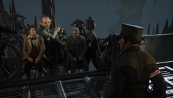 Fig and player encountering Gringotts Guard while riding Mine Cart HL