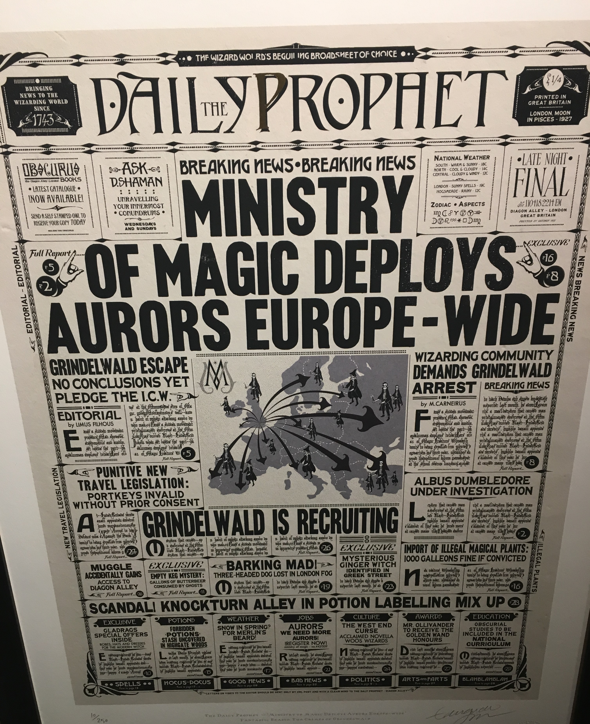 Harry Potter Three aged pages from the Daily Prophet 