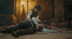 Anne Sallow with her uncle Solomon's corpse HL