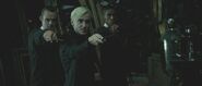 Gregory Goyle (l.), Draco Malfoy (M.) und Blaise Zabini (r.)