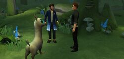 Jacob's sibling, Barnaby and Mooncalf in the Magical Creatures Reserve
