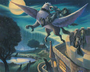 's illustration of the escape of Sirius and Buckbeak