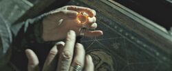 Albus Dumbledore wearing Marvolo Gaunt's Ring
